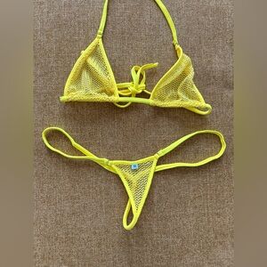 Wicked Weasel Yellow Chevron Mesh Bikini Set